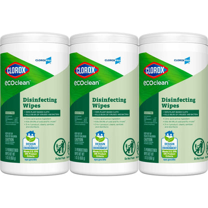 CloroxPro Clorox EcoClean Disinfecting Wipes, Multipurpose 100% Plant Based Cleaning Cloths, Antibacterial Disinfectant, Safe for Multi Surface Use