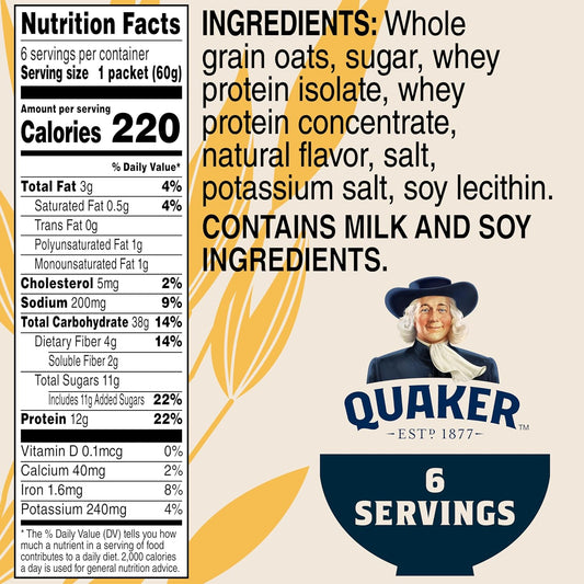 Quaker_Protein_Instant_Oatmeal,_Maple_Brown_Sugar,_12g_Protein_per_Serving,_Whole_Grains,_No_Artificial_Flavors,_No_Added_Colors,_2.11_oz_Packets,_(6_Pack)