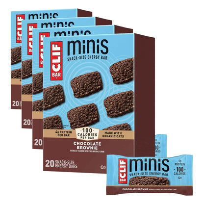 CLIF BAR Minis - Chocolate Brownie Flavor - Made with Organic Oats - 4g Protein - Non-GMO - Plant Based - Snack-Size Energy Bars - 0.99 oz. (20 Pack)