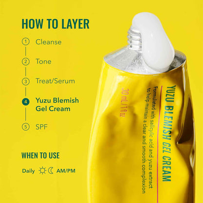 Good Molecules Yuzu Blemish Gel Cream - Lightweight Gel Moisturizer with Salicylic Acid (BHA) and Natural Extracts to Target Blemishes, Even Skin Tone, and Texture - Skin Care for Face