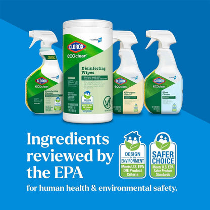 CloroxPro Clorox EcoClean Disinfecting Wipes, Multipurpose 100% Plant Based Cleaning Cloths, Antibacterial Disinfectant, Safe for Multi Surface Use
