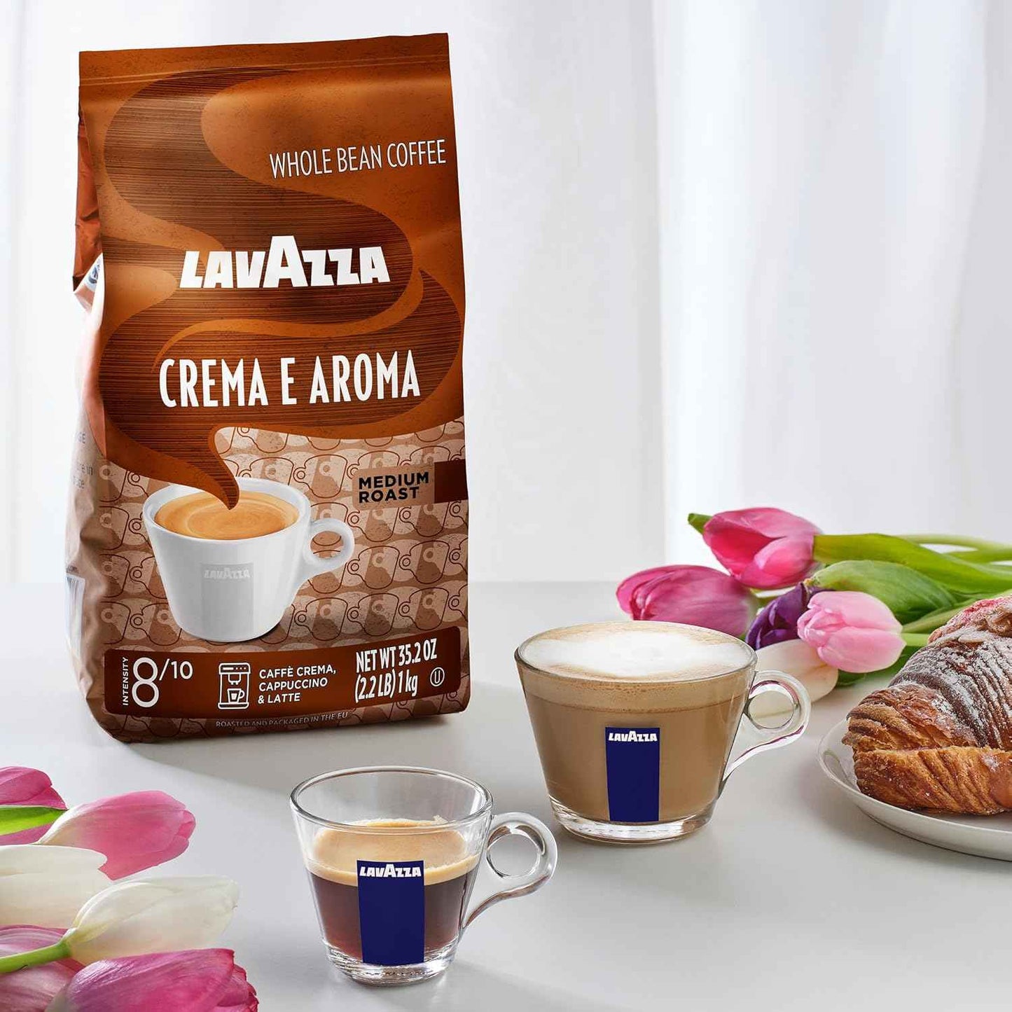 Lavazza Whole Bean Coffee Blend, Balanced medium roast with an intense, earthy flavor and long lasting crema, Non-GMO