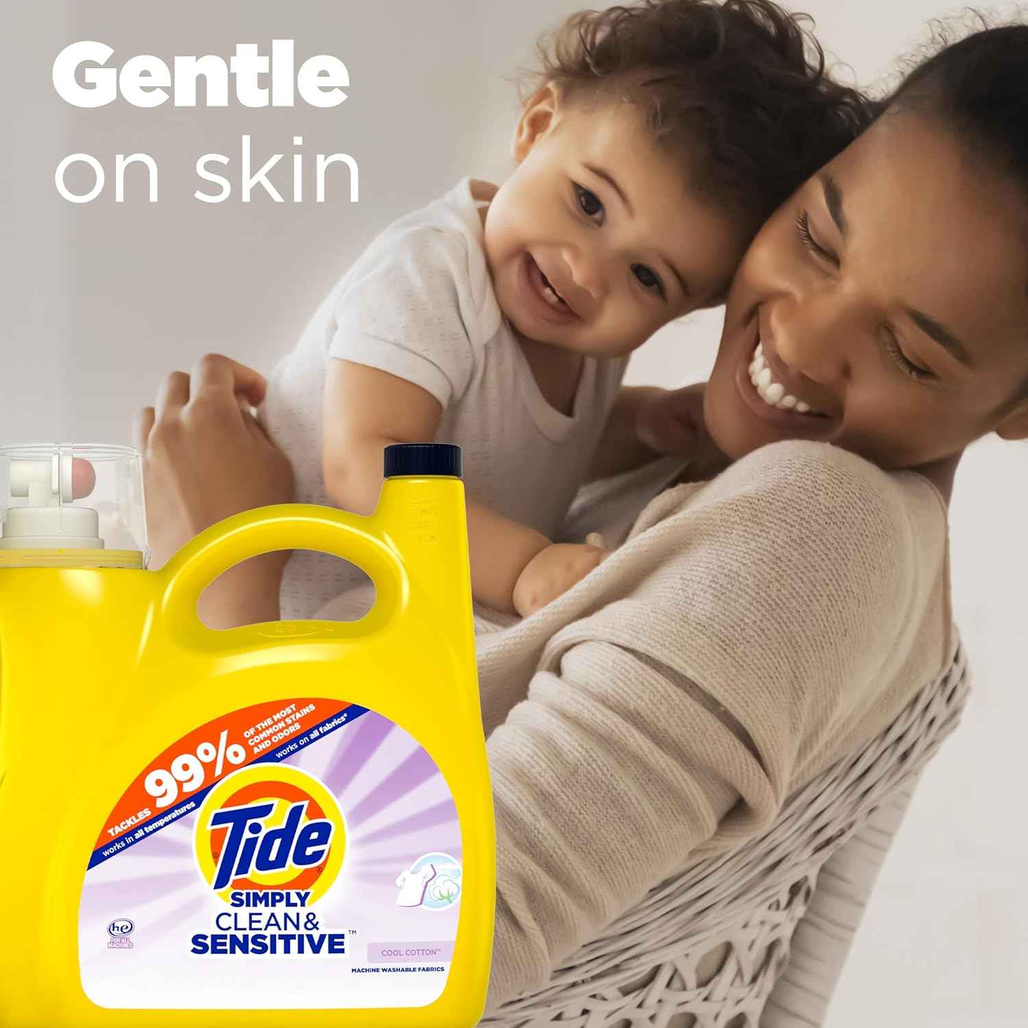 Tide Simply Clean & Sensitive Liquid Laundry Detergent, Cool Cotton Scent, 89 Loads, 117 fl oz