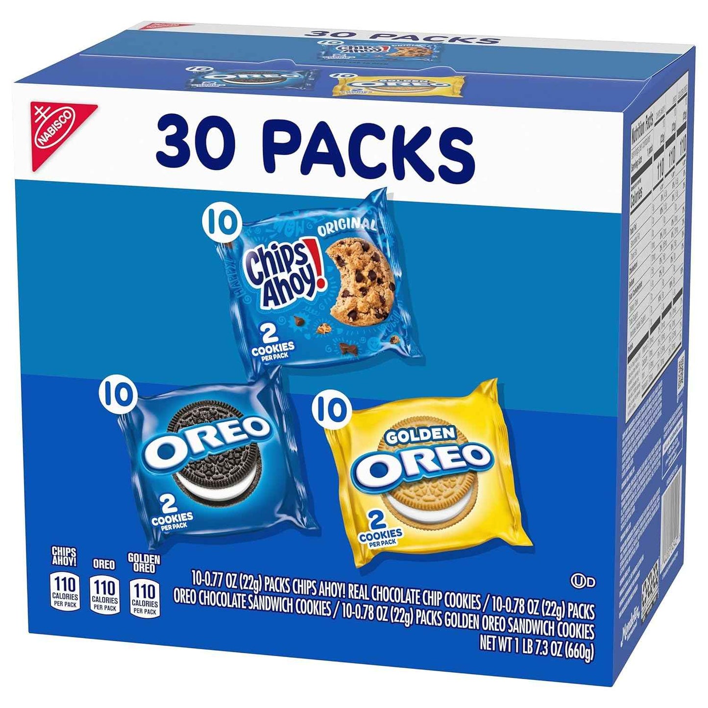 Nabisco Sweet Treats Cookie Variety Pack OREO, OREO Golden & CHIPS AHOY!, 30 Snack Packs (2 Cookies Per Pack)
