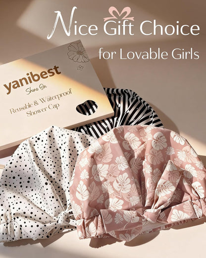 Yanibest_Shower_Cap_for_Women_Reusable_Waterproof,_Adjustable_Non-Slip_Shower_Hair_Cap,_Washable_Bath_Hat_for_Long_Hair