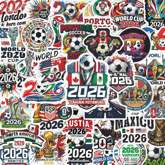 World Cup Football Soccer Stickers Soccer Water Bottle Stickers,Soccer Party Sport Stickers Vinyl Waterproof Laptop Sticker,Graffiti Decals Gifts for Helmets Scrapbook Kids Teens Adults 50Pcs