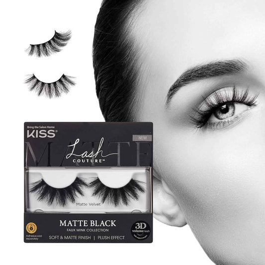 KISS Matte Black, False Eyelashes, 16mm, Includes 1 Pair Of Lash, Easy to Apply, Reusable Lash Clusters