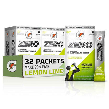 Gatorade Zero Sugar Electrolyte Powder Drink Mix, (32 Servings), No Artificial Flavors, No Added Colors, Zero Sugar, Sports Drinks, Hydration, Electrolyte Drink