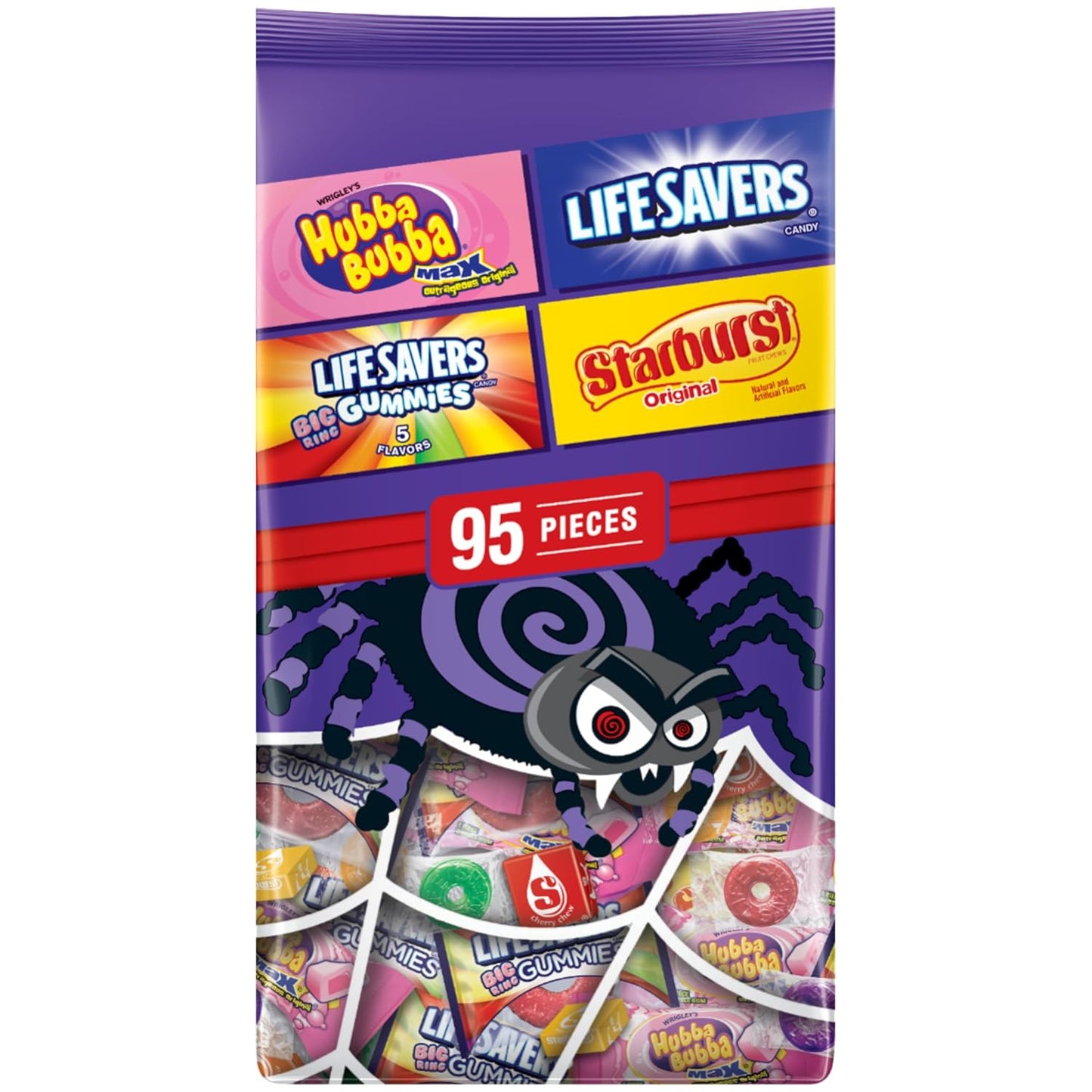 SKITTLES Original, SKITTLE Wild Berry & STARBURST Original and STARBURST FaveRed Fruity Halloween Chewy Candy Fun Size - Eco House Kit