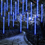 LJLNION Meteor Shower Lights, 12 Inch Outdoor Icicle Christmas Lights, 8 Tubes 288 LED Iciclelights Snow Falling Light, Connectable Raindrop Light, Xmas Wedding Party Tree Holiday Decor, White