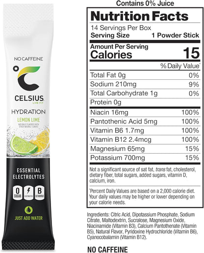 CELSIUS_Hydration™_Lemon_Lime,_Sugar_Free_Electrolyte_Hydration_Drink_Mix_(Pack_of_14)