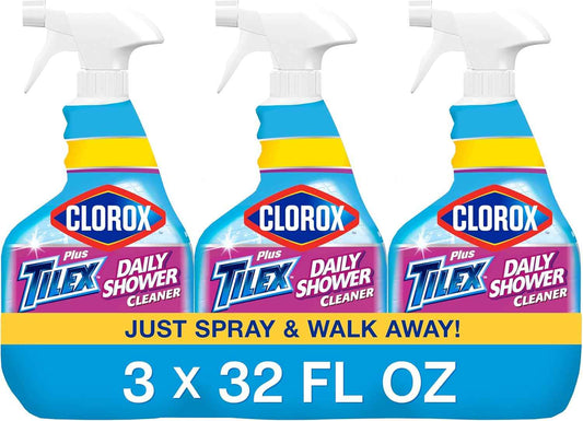 Clorox Plus Tilex Daily Shower Cleaner, 32 Fluid Ounce Spray Bottle, Pack of 3