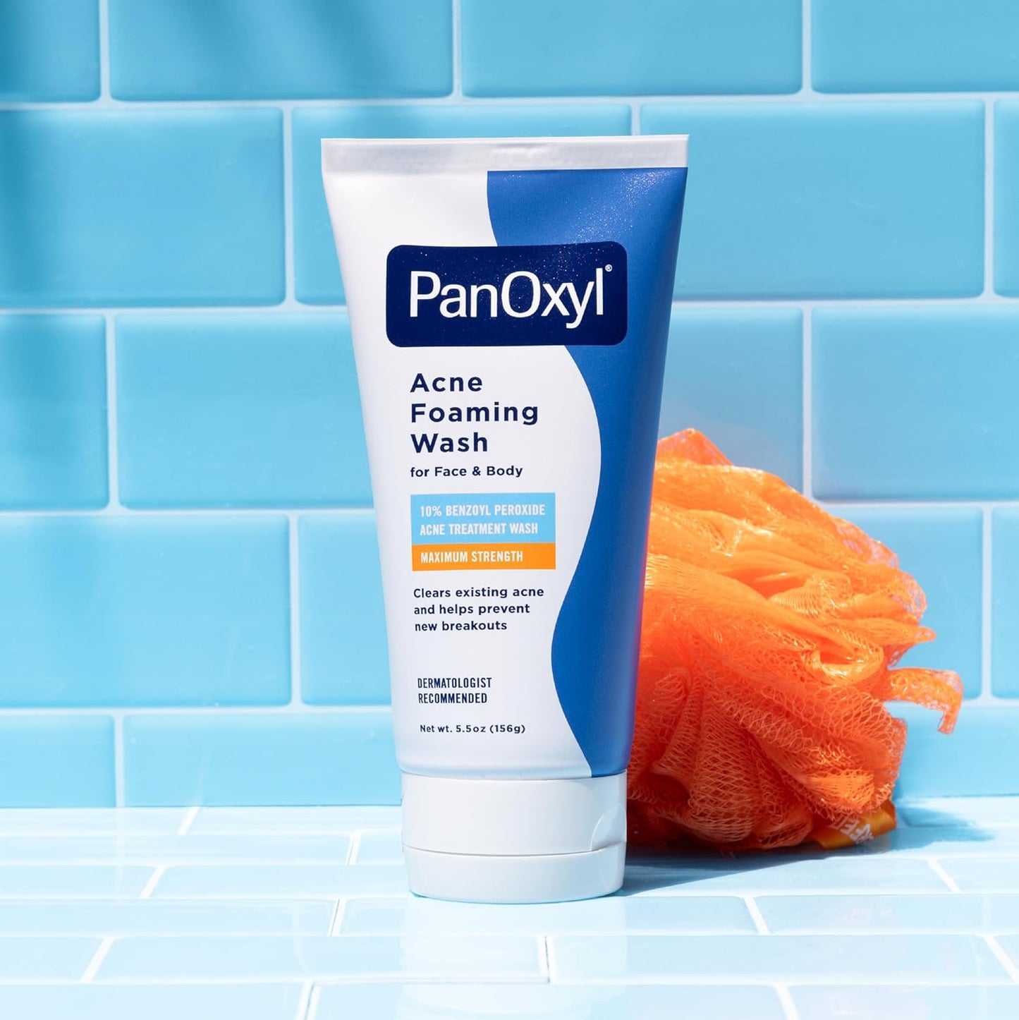 PanOxyl_10%_Benzoyl_Peroxide_Acne_Foaming_Wash,_Maximum_Strength,_Daily_Acne-Fighting_Face_and_Body_Cleanser,_Face_Wash_to_Clear,_Treat_and_Prevent_Acne_Pimples_and_Stubborn_Breakouts,_5.5_Oz_Tube