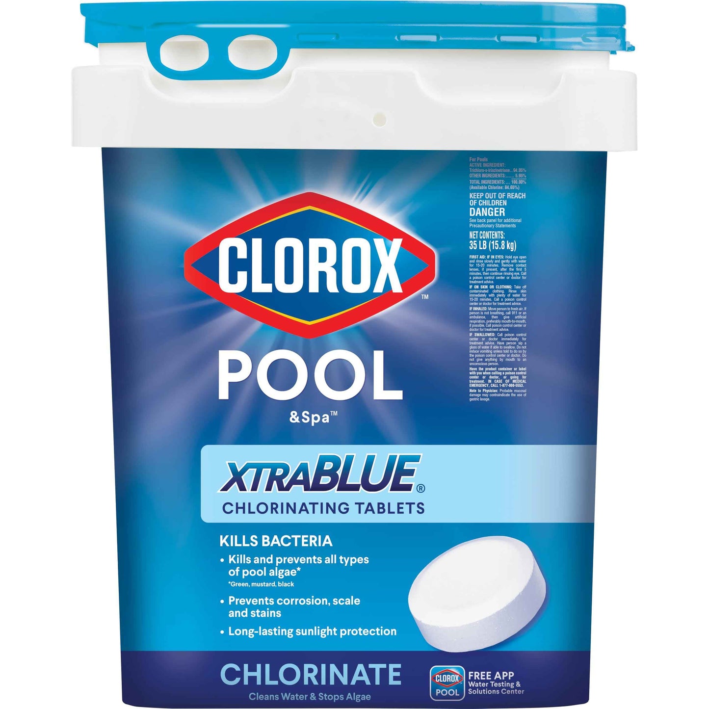 Clorox® Pool&Spa™ XtraBlue 3” Swimming Pool Chlorinating Tablets, Kills Bacteria & Stops Algae