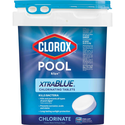 Clorox® Pool&Spa™ XtraBlue 3” Swimming Pool Chlorinating Tablets, Kills Bacteria & Stops Algae