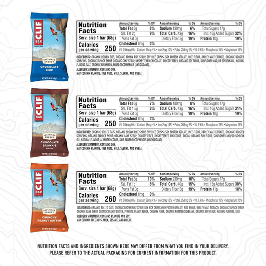 CLIF BAR - Energy Protein Bars - Variety Pack - 6 Flavors - Made with Organic Oats - Energy Bars - Non-GMO