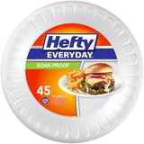 Hefty Everyday Soak Proof Disposable Foam Plates, 8.9 Inches, Disposable White Plates for Lunch, Salads, and Appetizers, Great for Everyday Use, Easy Cleanup