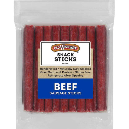 Old Wisconsin Beef Sausage Snack Sticks, Naturally Smoked, Ready to Eat, High Protein, Low Carb, Keto, Gluten Free