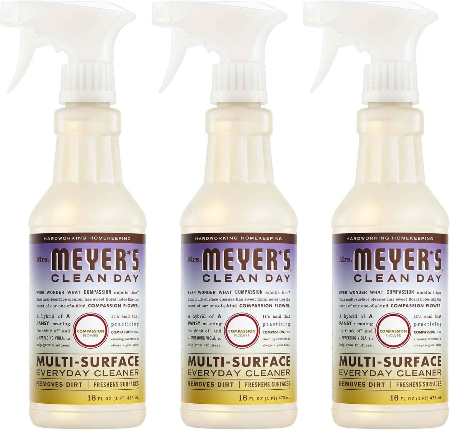 MRS. MEYER'S CLEAN DAY Multi-Surface Everyday Cleaner, Compassion Flower Scent, 16 Fl Oz Bottle