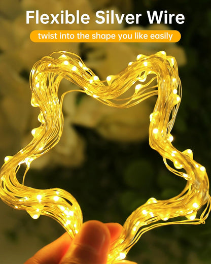 Blingstar_USB_Powered_Fairy_Lights,_2_Pack_33Ft_100_LED,_Flexible_Silver_Wire,_Mini_String_Lights_for_Christmas_Tree/Bedroom/Camping/Holiday_Indoor_Decoration,_Warm_White