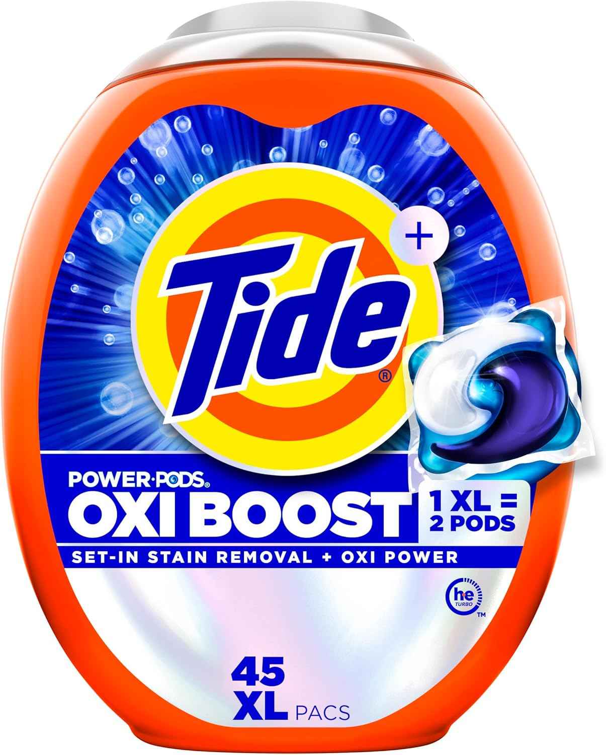 Tide Oxi Boost Power PODS Laundry Detergent Pacs, Set-In Stain Removal + Oxi Power, laundry soap detergent pacs