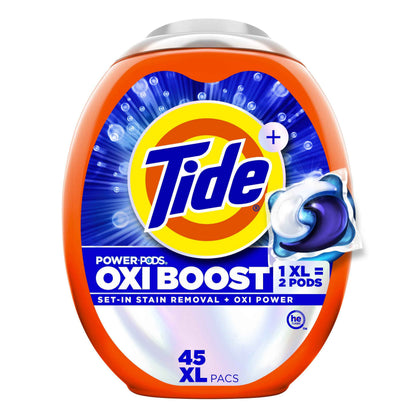 Tide Oxi Boost Power PODS Laundry Detergent Pacs, Set-In Stain Removal + Oxi Power, laundry soap detergent pacs