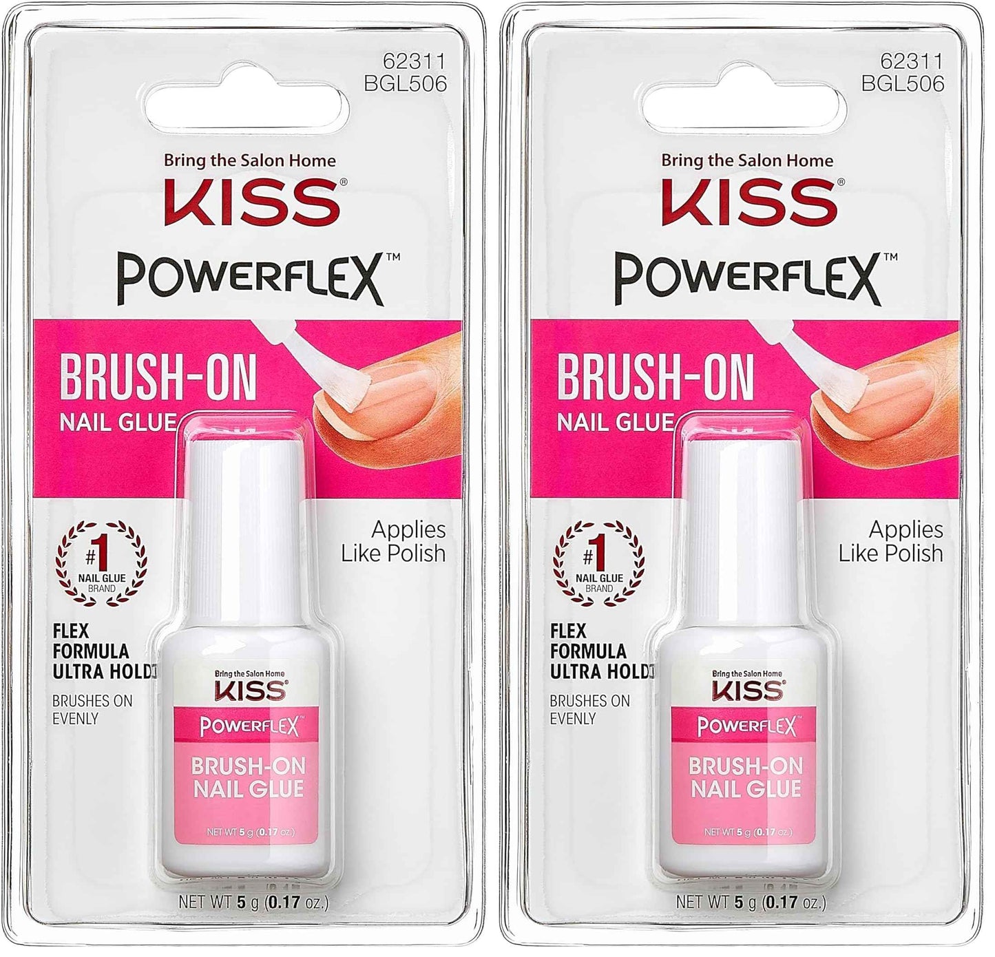 KISS Powerflex, Nail Glue for Press On Nails, Nail Bond, Includes 5g Brush-on Glue