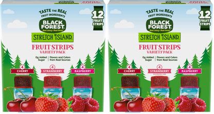 Black Forest, Stretch Island, Fruit Strips, Cherry, Apple, Raspberry, Grape, Strawberry, and Apricot, Zero Grams Added Sugar Non-GMO, 48 ct