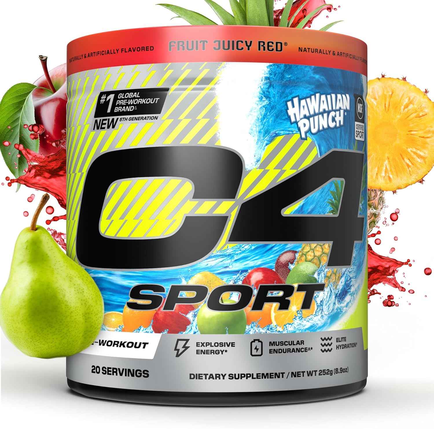 C4 Sport Pre Workout Powder - NSF Certified for Sport - Elite Hydration - 200mg Caffeine + Creatine + Beta-Alanine - Electrolytes and Energy Supplement