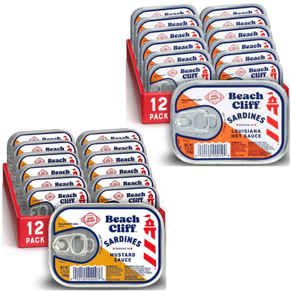Beach Cliff Wild Caught Sardines, 3.75 oz Can - 13g Protein per Serving - Gluten Free, Keto Friendly - Great for Pasta & Seafood Recipes