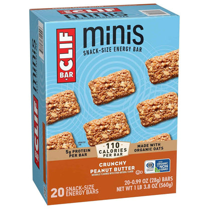 CLIF BAR Minis - Crunchy Peanut Butter - Made with Organic Oats - 5g Protein - Non-GMO - Plant Based - Snack-Size Energy Bars - 0.99 oz