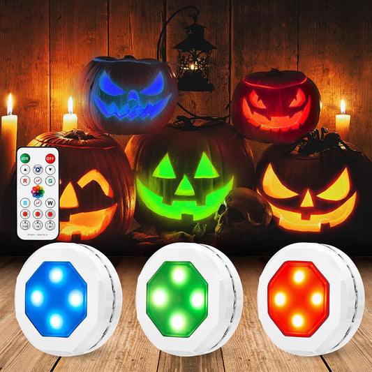 Litake_Halloween_Jack-O-Lantern_Lights,_Dimmable_Timer_RGB_Color_Changing_Pumpkin_Lights_with_Remote_Control_AA_Battery_Operated_Push_Touch,_Stick_on_Pumpkin_Lighting_for_Halloween_Decoration_3_Pack