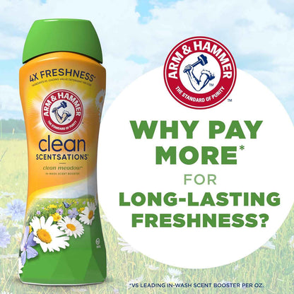ARM & HAMMER Clean Scentsations In-Wash Scent Booster, Laundry Scent Booster Clean Meadow scent, 24 Oz