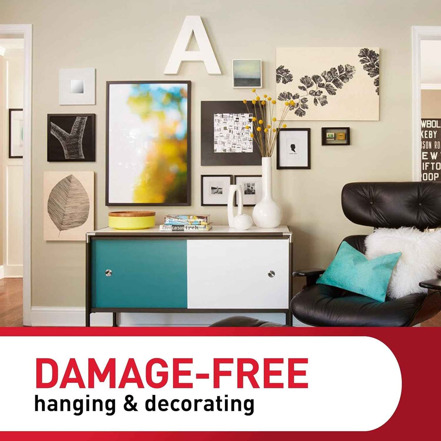 Command 15 lb & 10 lb Large and Medium Picture Hanging Strips, Damage-Free Hangers for Picture Frames, No Tools Required, Great for Home Room Wall Decor, White Adhesive