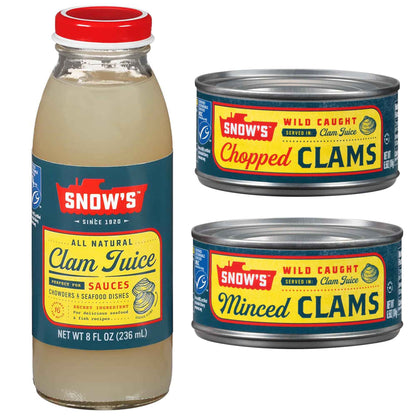Snow's Ocean Chopped Clams Canned, Can - 7g Protein per Serving - Gluten Free, No MSG, 99% Fat Free - Great for Pasta & Seafood Recipes