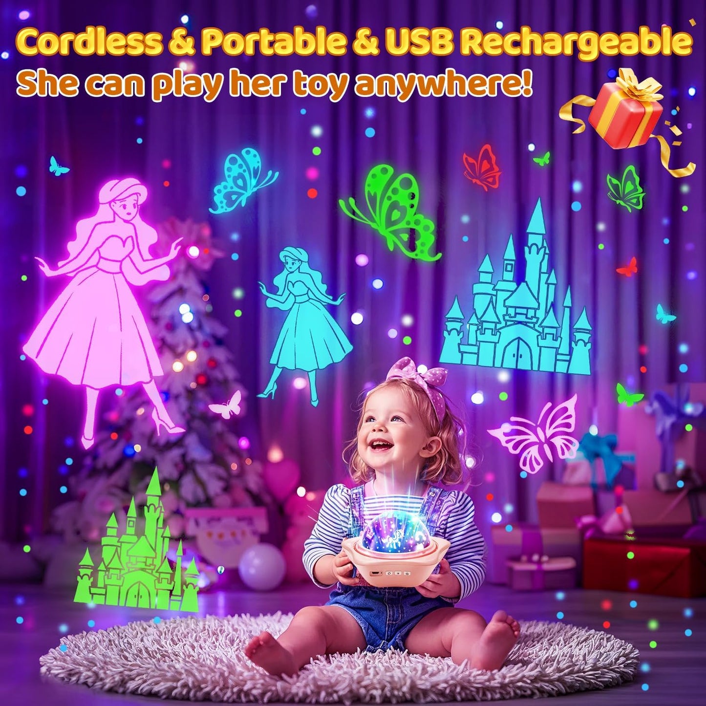 Unicorn_Toys【6_Slides+96_Projections】,_Unicorn_Night_Light_Projector_&_Little_Mermaid_Toys_for_Girls_4-6,Princess_Night_Light_Projector,Academy_Toys,Juguetes_para_Niñas,Cool_Gifts_for_2_Year_Old_Girls