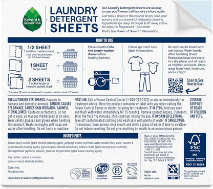 Seventh Generation Laundry Detergent Sheets 32ct Removes Tough Stains Safer for your family