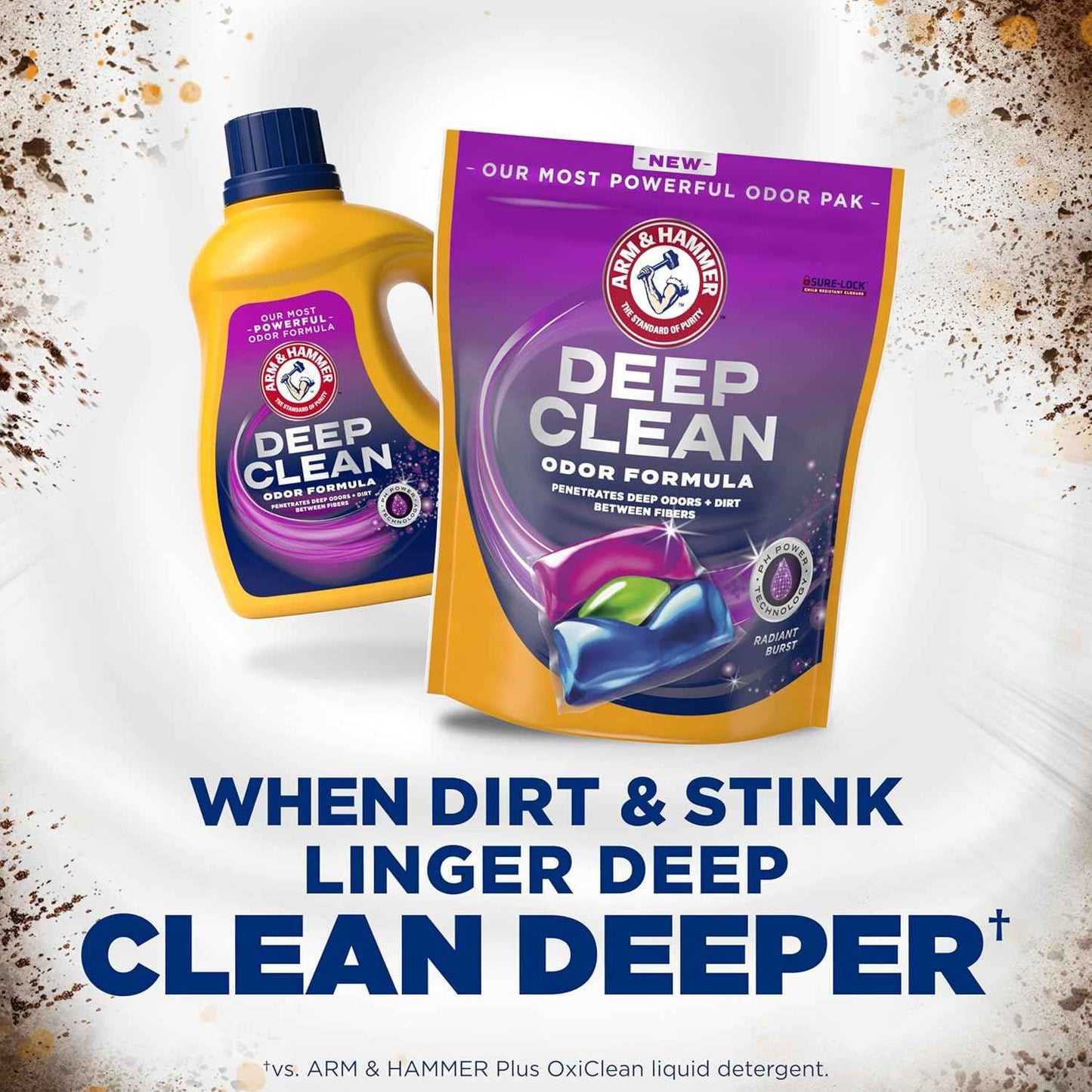 ARM & HAMMER Deep Clean Odor Formula Laundry Detergent Power Paks, Radiant Burst Scent