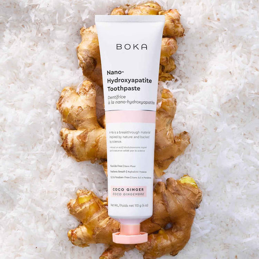 Boka Fluoride Free Toothpaste, Nano Hydroxyapatite Toothpaste, Appropriate for Sensitive Teeth - for Adult Oral Care - Coco Ginger Flavor, 4 Fl Oz 1Pk