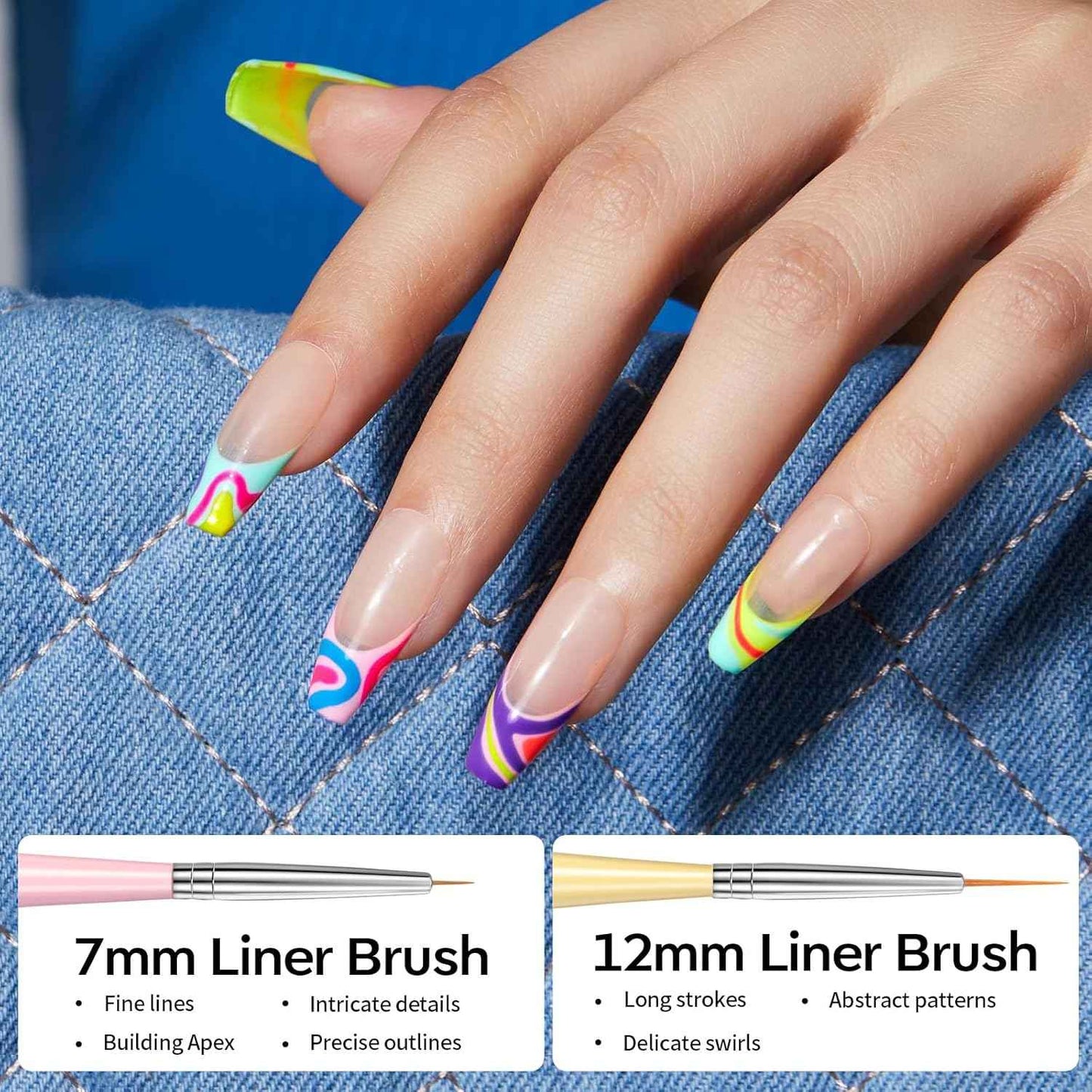 Modelones Set, Nail Brush kit Gel Polish, Extension Gel, Liner, Clean up, Carving, Apex Building, Dotting Pens Professional Tools for Drawing Painting 3D Design Salon & DIY Use