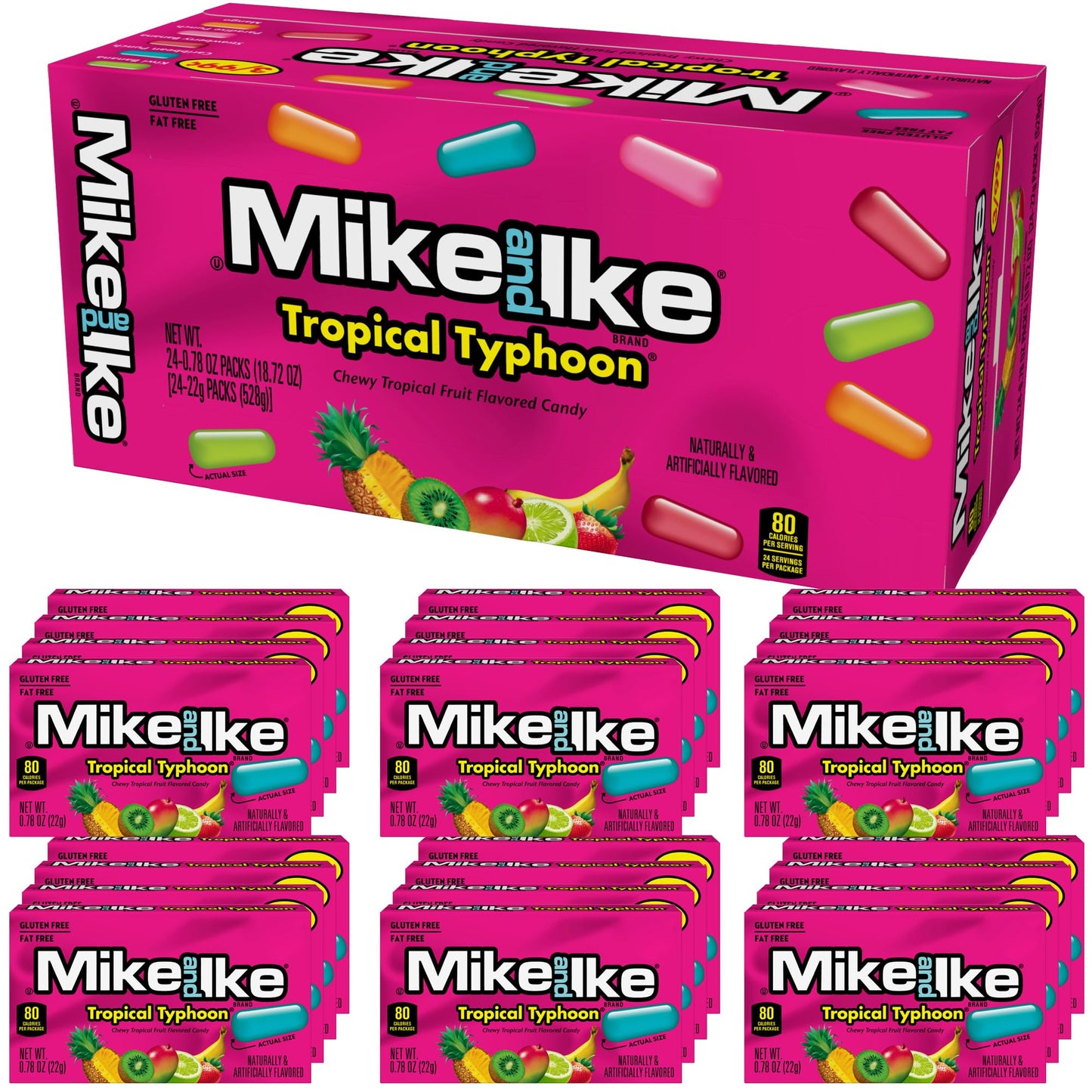 Mike and Ike Tropical Typhoon Candy, 0.78 Ounce Box (Pack of 24)