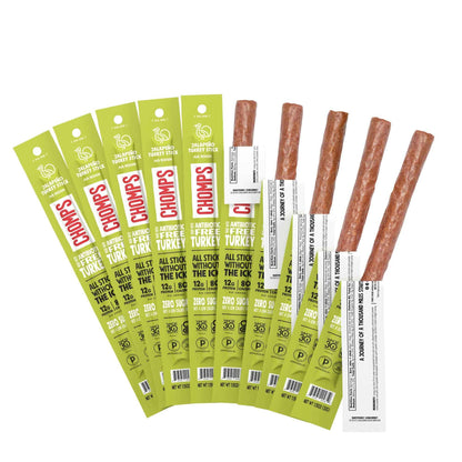 Chomps Jerky Meat Snack Sticks 10-Pack - Keto, Paleo, Low Carb, Whole30 Approved, 12g Lean Meat Protein, Gluten Free, Antibiotic Free, Zero Sugar Food