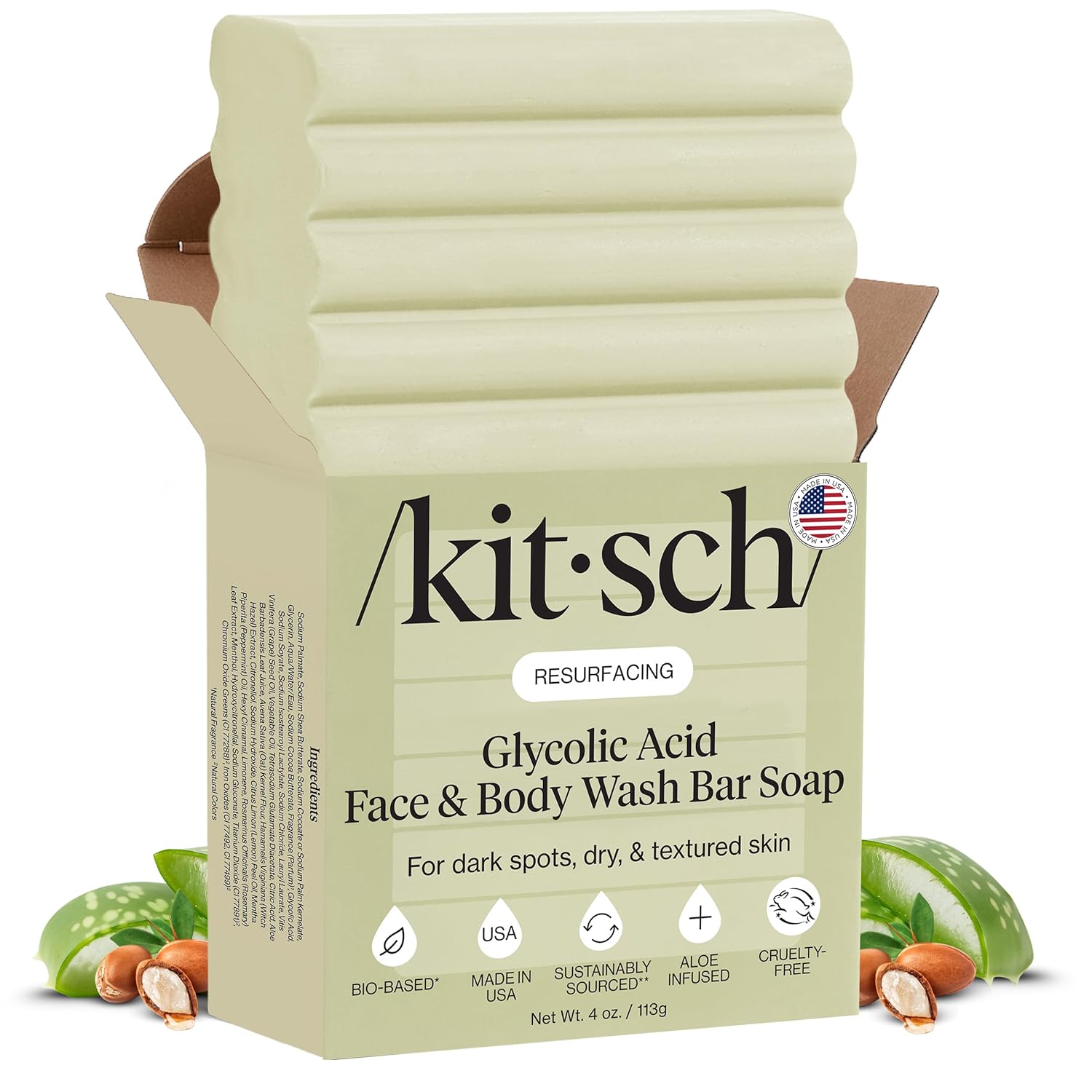 Kitsch_Glycolic_Acid_Face_&_Body_Wash_Bar_–_Resurfacing_Bar_Soap_with_Shea_Butter_for_Smoother,_Brighter_Skin_–_Gentle_Soap_&_Body_Wash_Women_&_Men_Love_–_Cucumber_&_Eucalyptus_Scent_Bath_Soap_-_4_oz