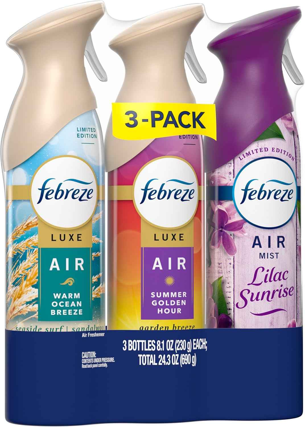 Febreze Air Mist, Air Freshener, Odor Fighting Room Spray, Deodorizer for Home Bathroom Kitchen Office Apartment,  Warm Ocean Breeze, Summer Golden Hour Variety Pack