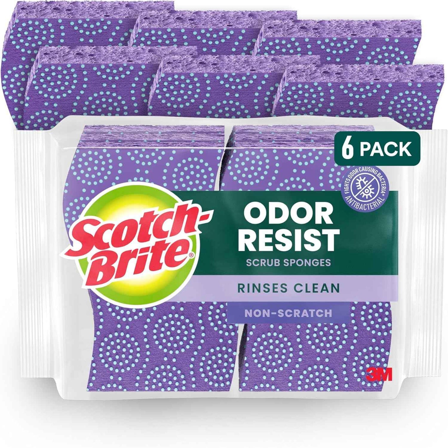 Scotch-Brite Odor Resist Non-Scratch Scrub Sponge, Dishwasher-Safe Kitchen Sponges that Resist Bacterial Odors, Multipurpose Dish Sponge for Gentle Cleaning