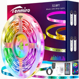 Tenmiro Led Strip Lights 32.8FT/65.6FT/130ft Smart Light Strips with App Control RGB Led Lights for Bedroom，Music Sync Color Changing Lights for Room Party