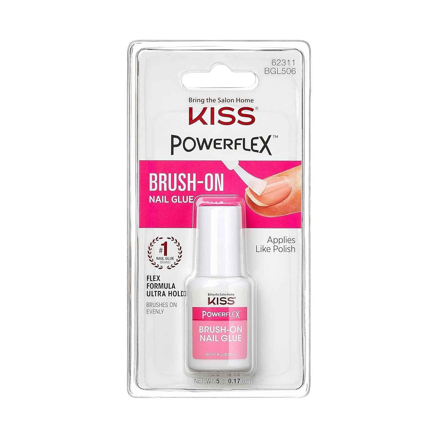 KISS Powerflex, Nail Glue for Press On Nails, Nail Bond, Includes 5g Brush-on Glue