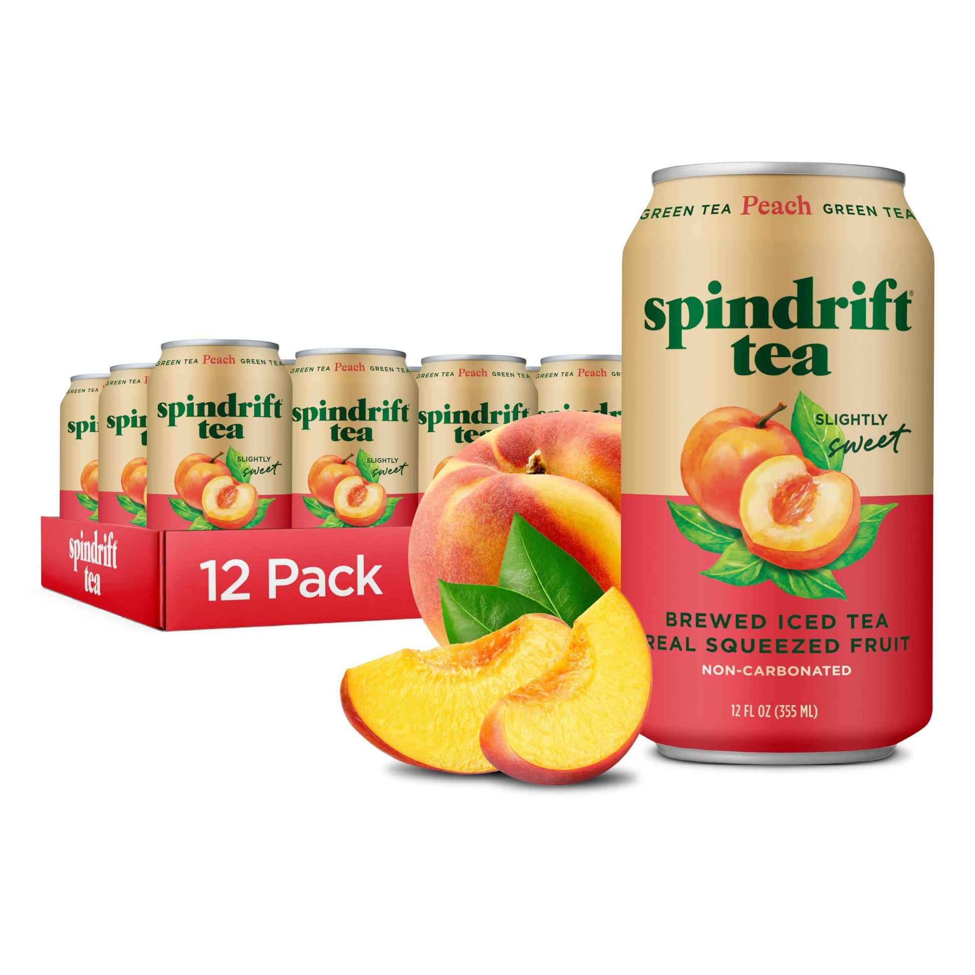 Spindrift Brewed Iced Tea, Made with Real Squeezed Fruit, No Carbonation, Slightly Sweet, 12 Fl Oz Cans