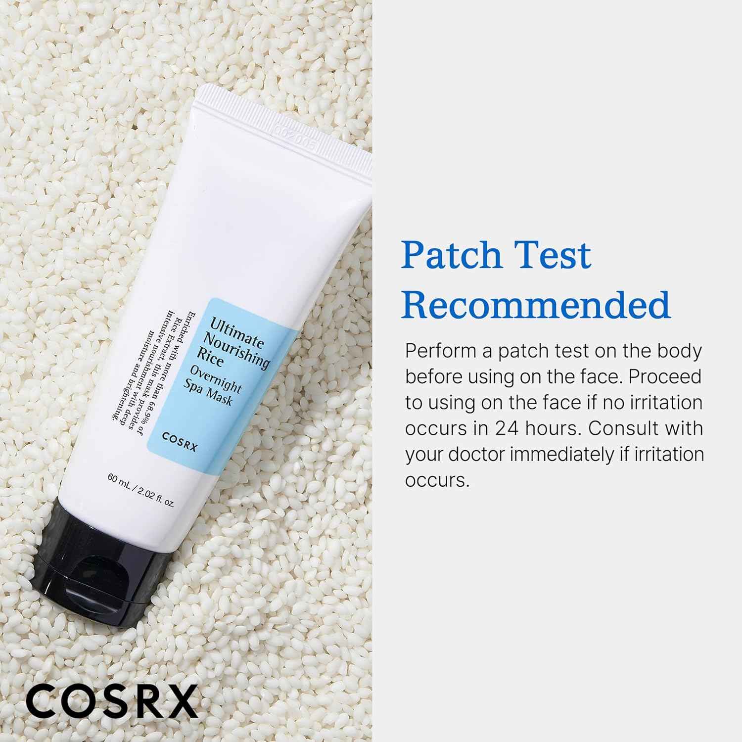 COSRX Ultimate Nourishing Rice Overnight Spa Mask, 60ml / 2.02 fl.oz | Rice Extract 68% and Niacinamide 2%, Korean Skin Care, Animal Testing Free