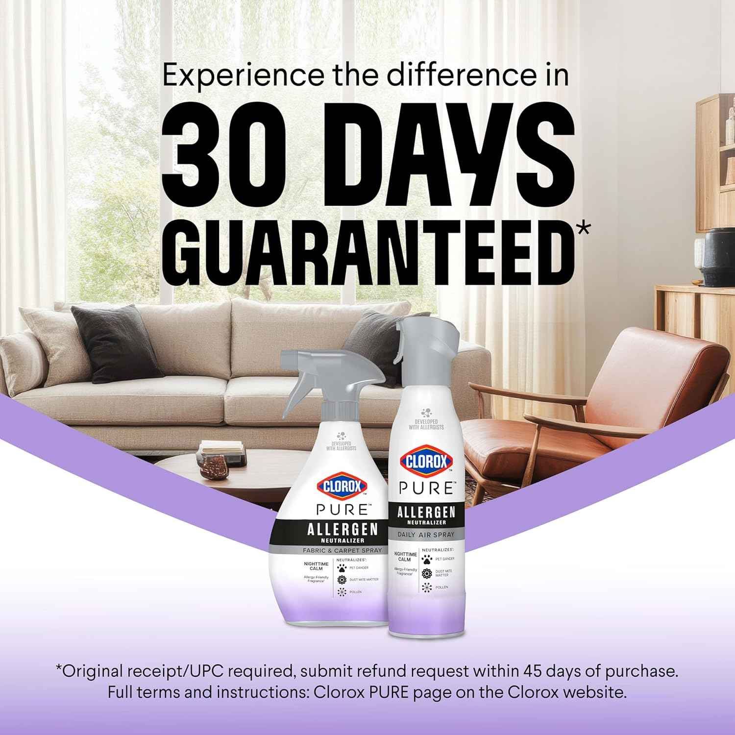Clorox PURE Allergen Neutralizer Daily Air Spray, Nighttime Calm, 8 Ounces